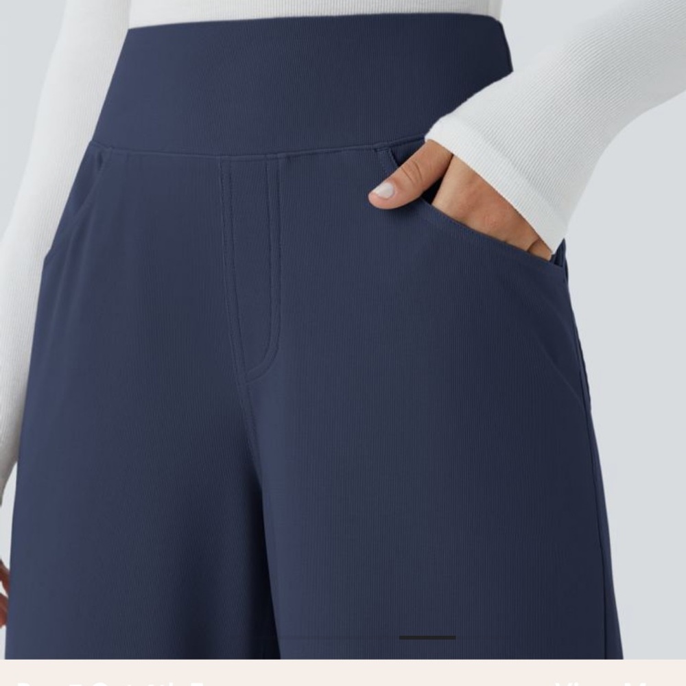 NWT HALARA flex High waisted tummy control wide leg microwaffle work pants - Picture 3 of 9